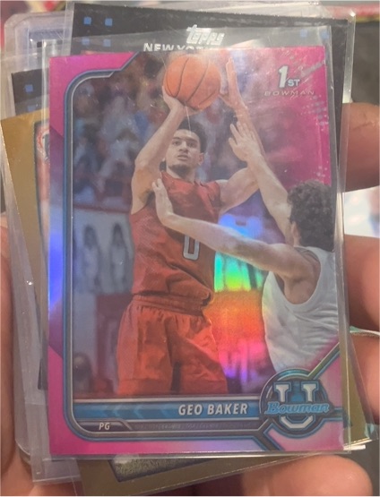 2022 Bowman University #31 Geo Baker Pink Refractor — front