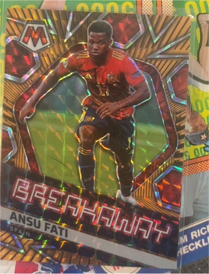 2021-22 Panini Mosaic Road to FIFA World Cup #12 Ansu Fati Breakaway Orange Fluorescent — front