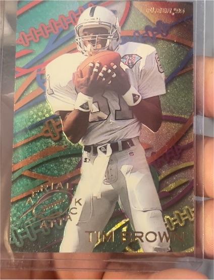 1995 Fleer #1 Tim Brown Aerial Attack — front