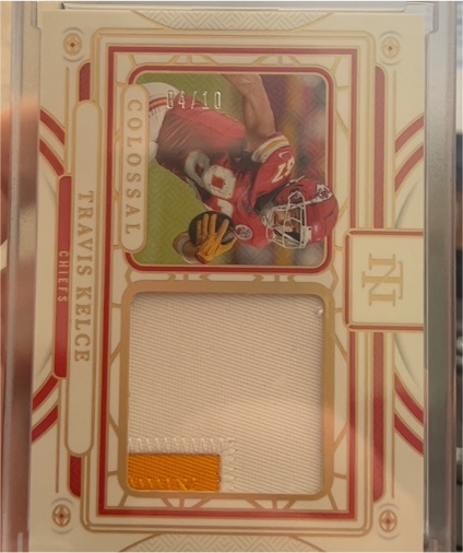 2024 Panini National Treasures #CM-KCS Travis Kelce Colossal Patch — front
