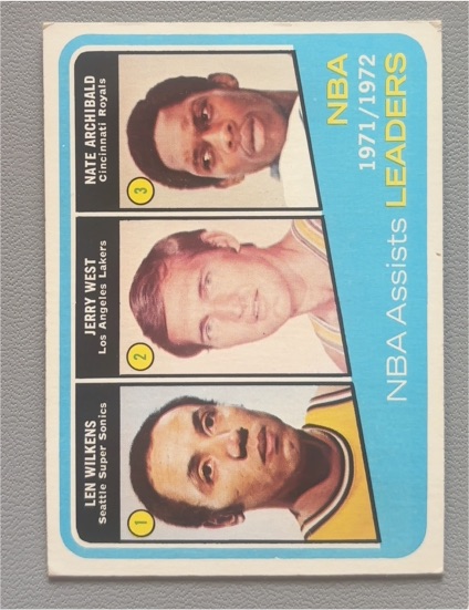 1972-73 Topps #176 Len Wilkens/Jerry West/Nate Archibald — front