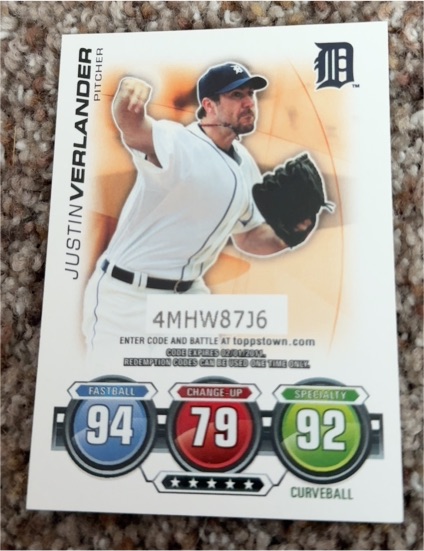 2010 Topps Attax #NNO Justin Verlander — front