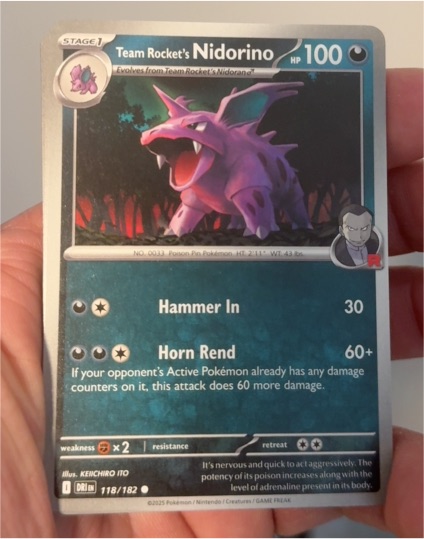 2025 Pokemon Scarlet & Violet Destined Rivals #118 Team Rocket's Nidorino — front