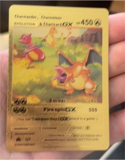 2020 Pokémon Evolution Charmander, Charmeleon & Charizard GX Gold Foil Fan Art Card — front