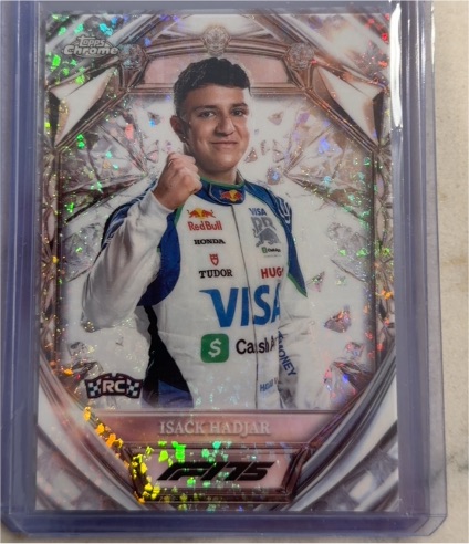 2025 Topps Chrome Formula 1 #D75-12 Isack Hadjar Diamond 75th Anniversary RC — front