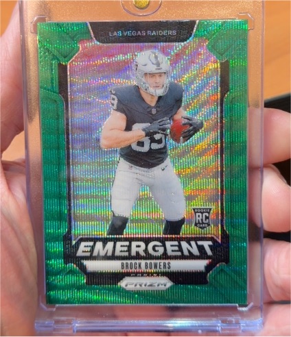 2024 Panini Prizm #8 Brock Bowers Emergent Green Wave Prizm Rookie Card — front