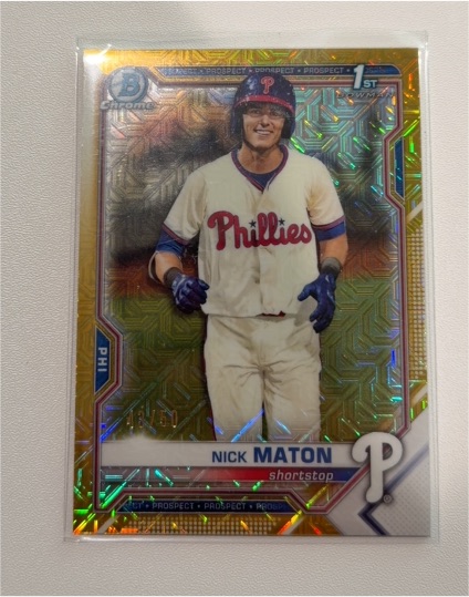 2021 Bowman Chrome #BCP-5 Nick Maton Mojo Refractor — front