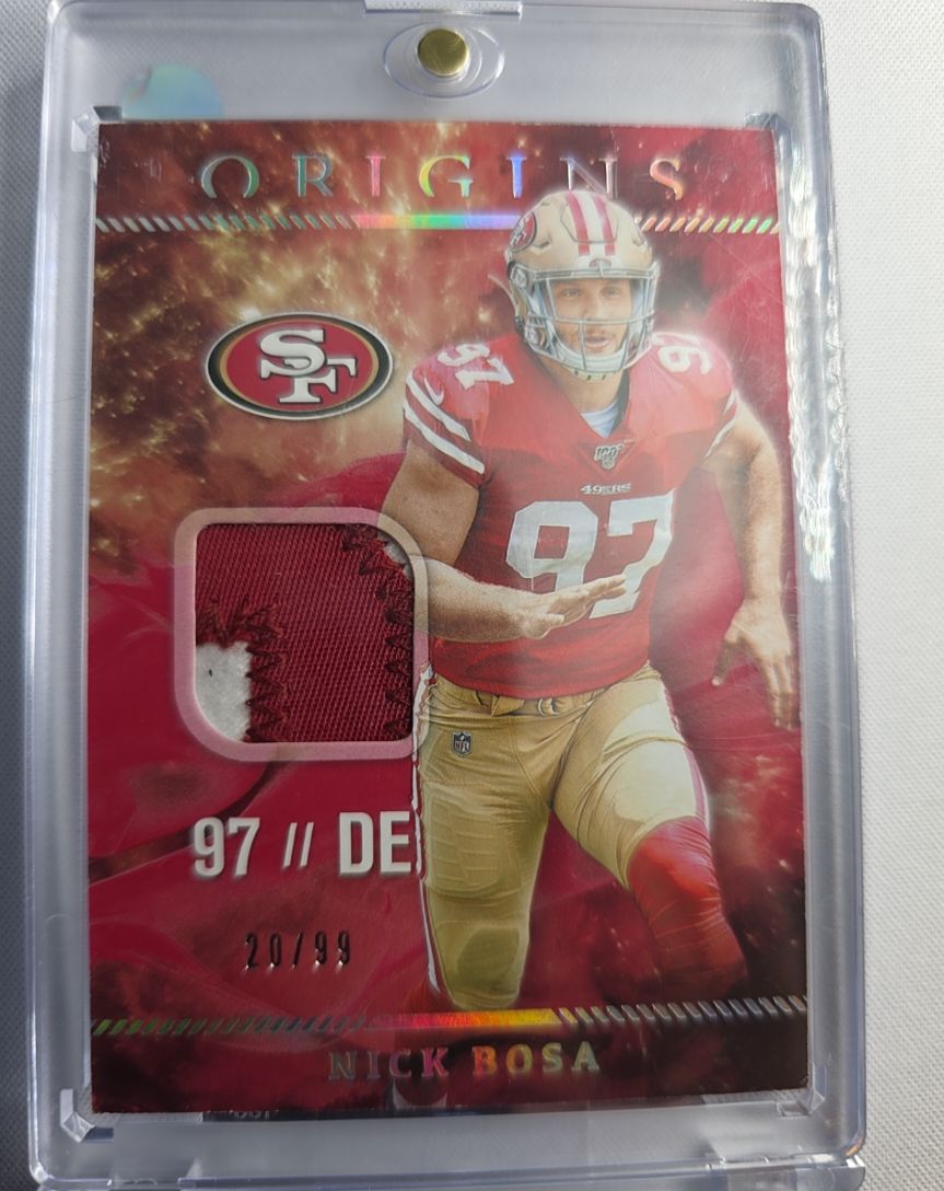 2019 Panini Origins #RP-18 Nick Bosa Rookie Patches Red — front