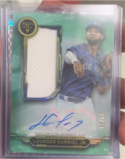 2019 Topps Triple Threads Autograph Jumbo Relics #AUJR-LGU Lourdes Gurriel Jr. — front