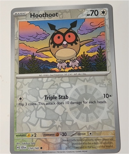 2024 Pokémon SV07: Stellar Crown #114 Hoothoot — front