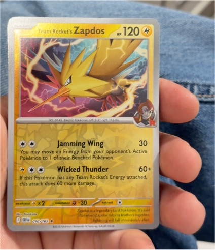 2022 Pokémon TCG SV10: Destined Rivals #070 Team Rocket's Zapdos — front