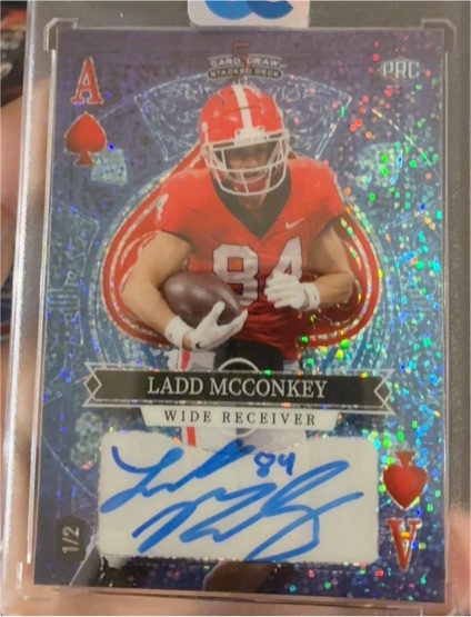 2023 Wild Card 5 Card Draw #A Ladd McConkey — front