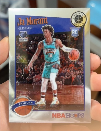 2019-20 Panini NBA Hoops Premium Stock #297 Ja Morant Tribute Rookie — front