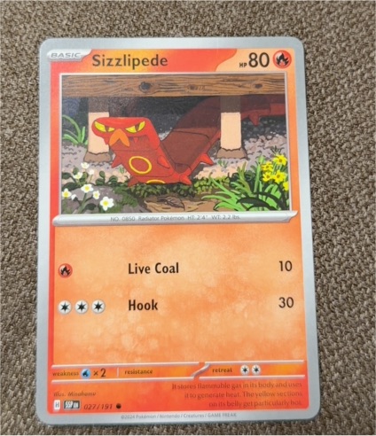 2024 Pokémon SV08: Surging Sparks #027 Sizzlipede — front
