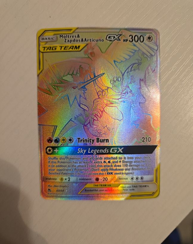 2018 Pokémon TCG Hidden Fates #69 Moltres & Zapdos & Articuno GX — front