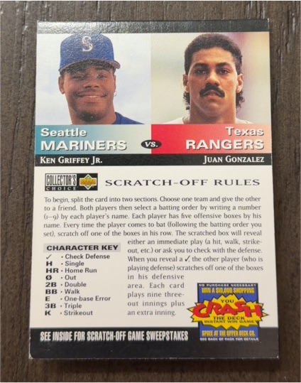 1994 Upper Deck Collector's Choice Scratch-Off #NNO Ken Griffey Jr. / Juan Gonzalez — front