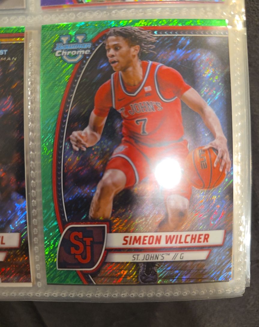 2024 Bowman Chrome University #71 Simeon Wilcher Green Shimmer — front