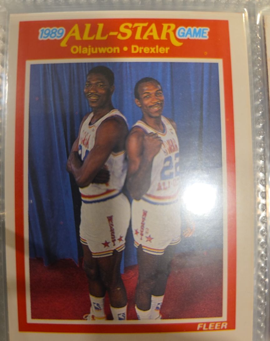 1989-90 Fleer #164 Akeem Olajuwon / Clyde Drexler — front