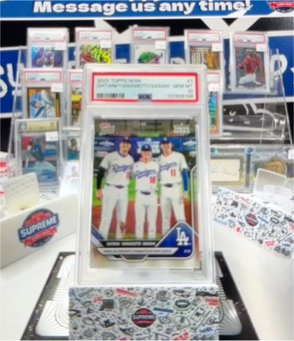 2025 Topps Now #7 Shohei Ohtani / Yoshinobu Yamamoto / Roki Sasaki — front