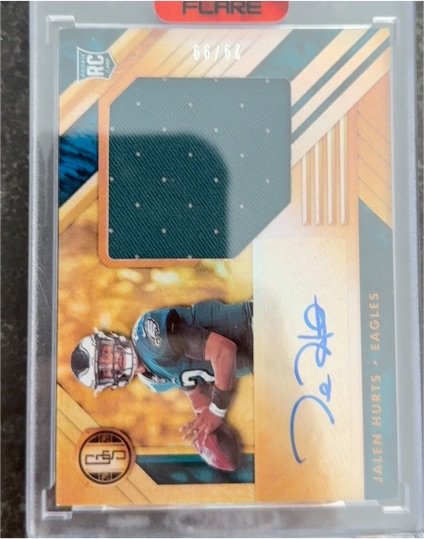 2020 Panini Gold Standard #AJ-JHU Jalen Hurts Patch Auto RC /99 Eagles — front