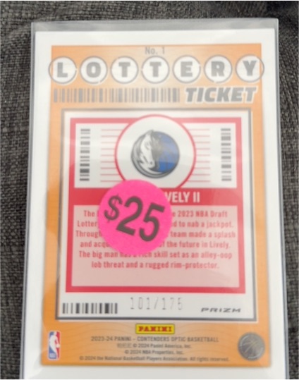 2022-23 Panini Contenders Optic Basketball #No. 1 Lively II — front