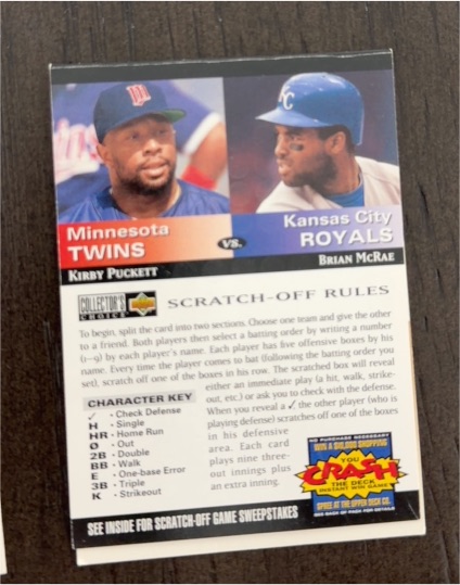 1994 Upper Deck Collector's Choice You Crash The Game Kirby Puckett vs. Brian McRae — front