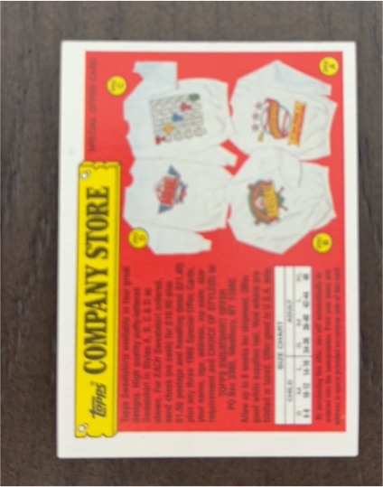 1988 Topps Company Store #NNO Sweatshirt Offer — front