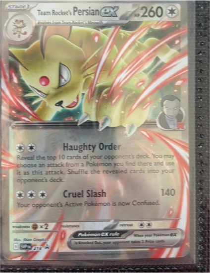 2023 Pokémon SV Black Star Promo #218 Team Rocket's Persian ex — front