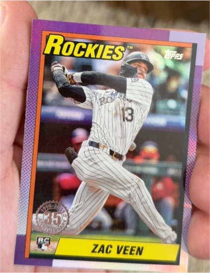 2025 Topps Update #U90-34 Zac Veen 1990 Topps Baseball 35th Anniversary — front