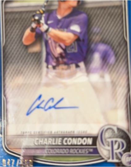 2025 Bowman #BPA-CC Charlie Condon — front