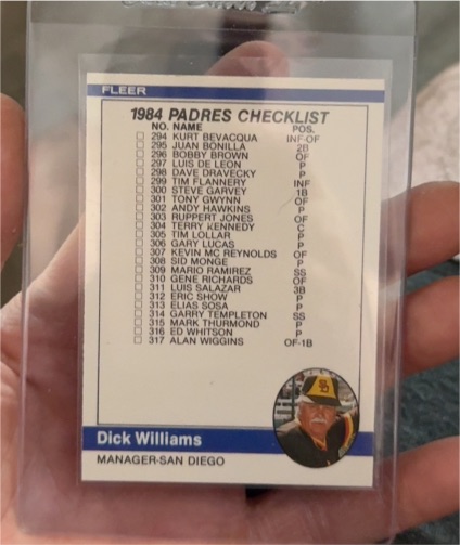 1984 Fleer #659 Dick Williams San Diego Padres Manager — front