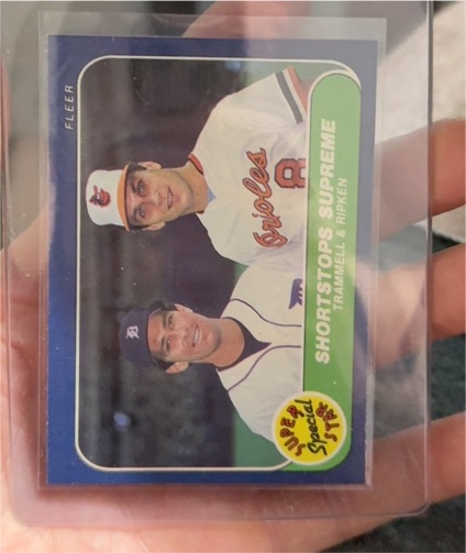 1986 Fleer #633 Shortstops Supreme Alan Trammell & Cal Ripken Jr — front