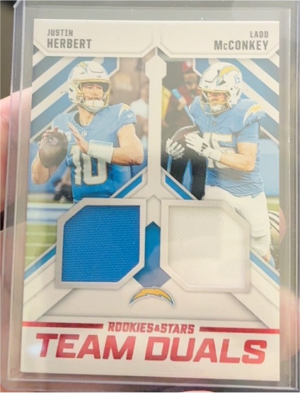 2025 Panini Rookies & Stars #TD-LAC Justin Herbert / Ladd McConkey Team Duals — front