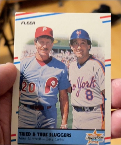 1988 Fleer #636 Mike Schmidt / Gary Carter — front