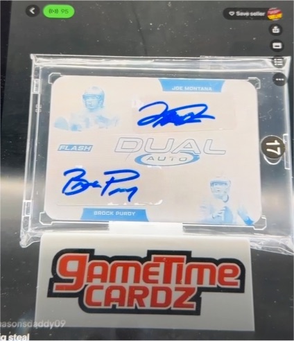 2023 Panini Prominence Dual Auto #17 Joe Montana Brock Purdy — front