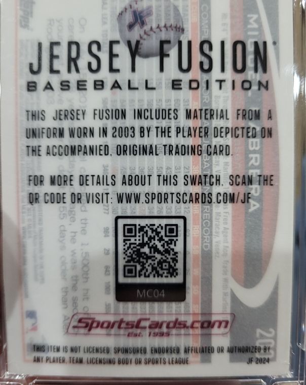 2024 SportsCards.com Jersey Fusion Baseball Edition #MC04 — front