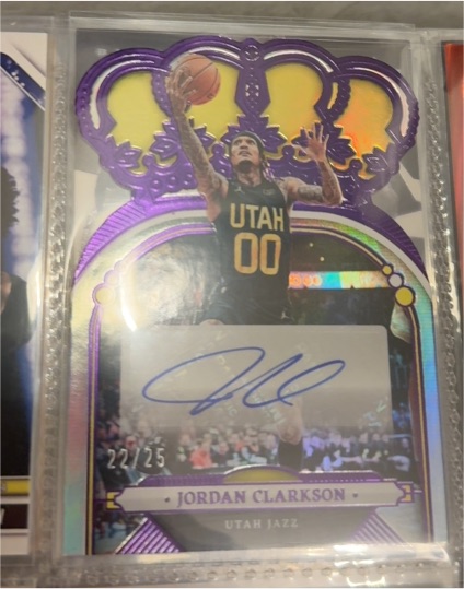 2022-23 Panini Crown Royale #CA-JCK Jordan Clarkson Crown Auto Purple #11/25 — front