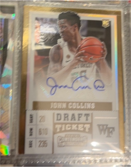 2017 Panini Contenders Draft Picks John Collins Draft Ticket Rookie Card — front