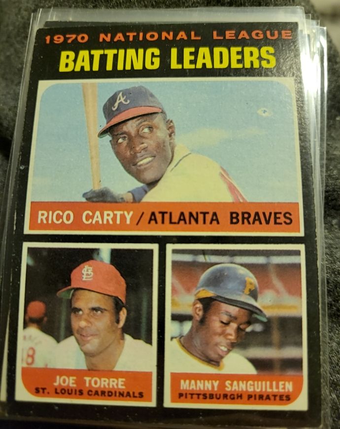 1971 Topps #62 NL Batting Leaders Rico Carty, Joe Torre, Manny Sanguillen — front