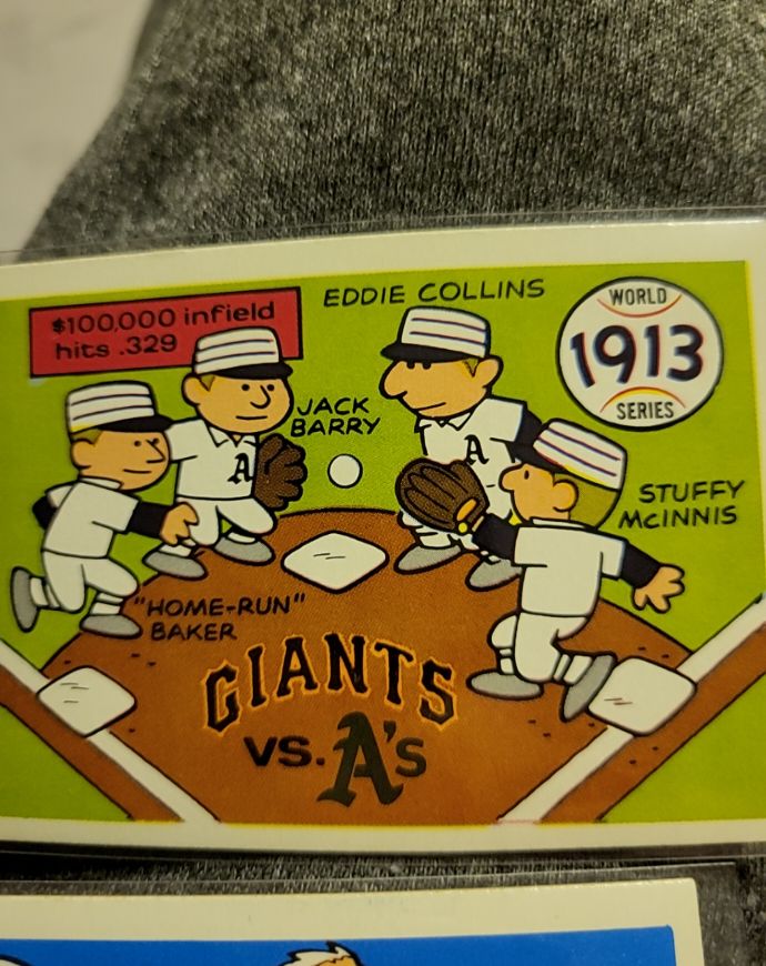 1970 Fleer World Series #10 1913 Giants vs. A's - Baker/Barry/Collins — front