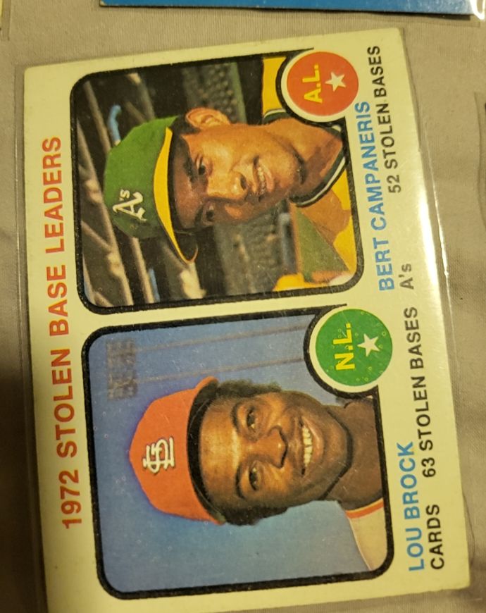 1973 Topps #64 1972 Stolen Base Leaders Lou Brock / Bert Campaneris — front
