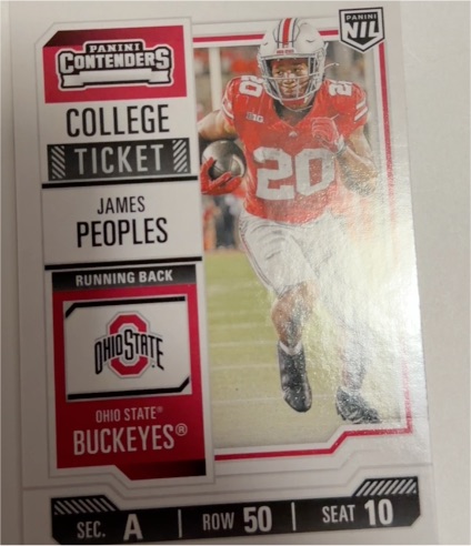 2025 Panini NIL Ohio State Contenders College Ticket #12 James Peoples — front
