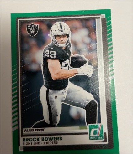 2025 Donruss #1 Brock Bowers Press Proof Green — front