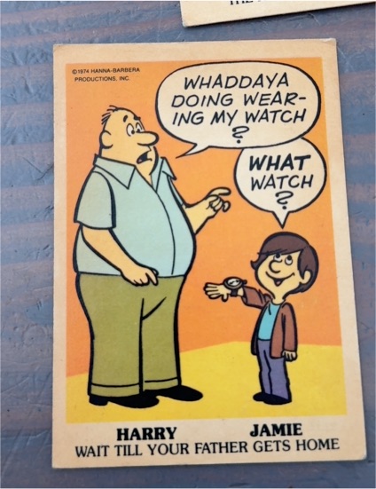 1974 Wonder Bread Hanna-Barbera Magic Tricks #7 Harry Jamie Wait Till Your Father Gets Home — front