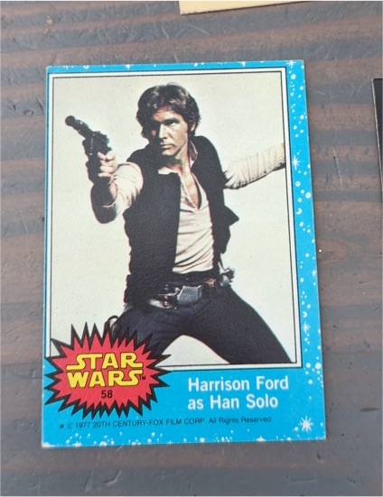 1977 Topps Star Wars #58 Harrison Ford as Han Solo — front