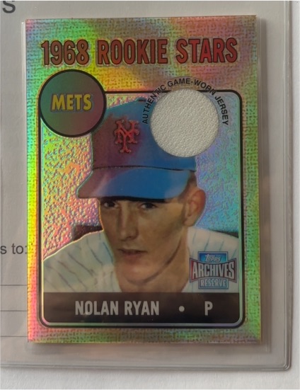 2001 Topps Archives Reserve #ARR-12 Nolan Ryan Mets Rookie Reprint Relic Jersey — front