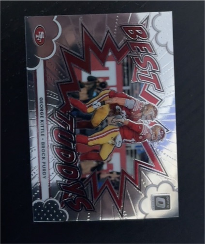 2025 Panini Donruss Optic #6 George Kittle Brock Purdy Best Tuddys — front