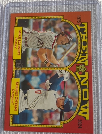 2024 Topps Heritage Then and Now #TAN-2 Mike Schmidt / Shohei Ohtani — front