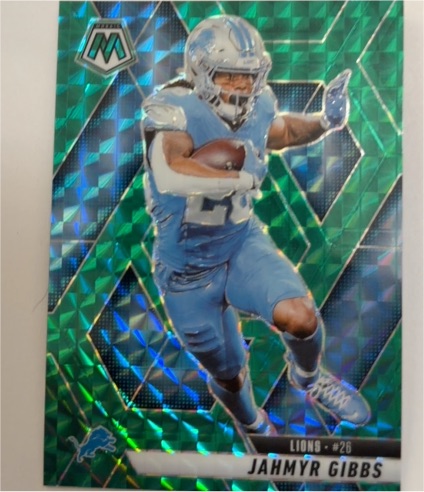2025 Panini Mosaic #103 Jahmyr Gibbs Mosaic Green — front