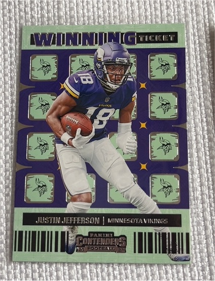 2022 Panini Contenders Winning Ticket #WT-JJE Justin Jefferson — front